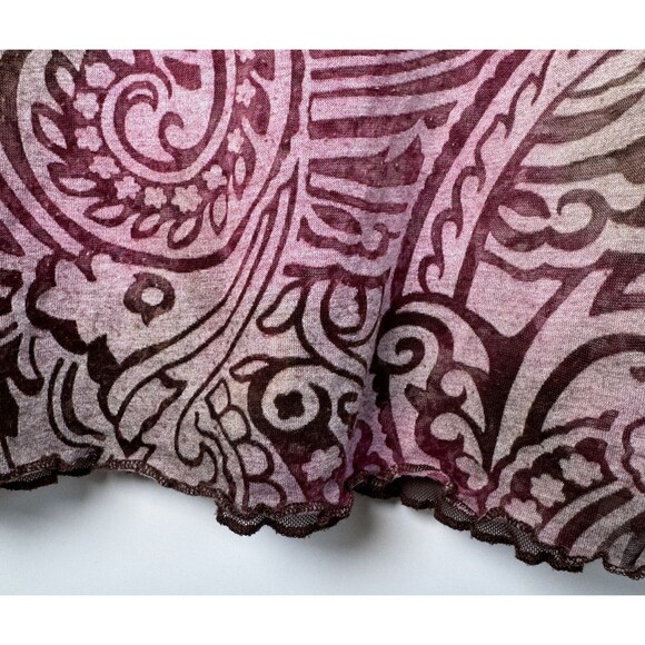 Vine Street Tank Top Large Burnout Paisley Pink Brown Made in USA Boho Stretch - Picture 6 of 11